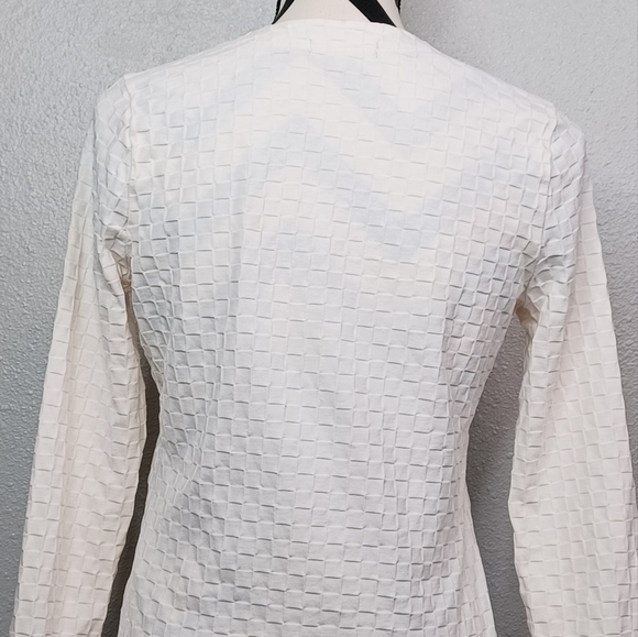 Madewell Checkerboard Jacquard Cream Textured Button-Up Blouse - Picture 5 of 15